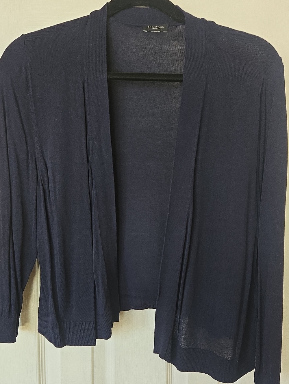 Ann Taylor Factory Navy Open-Front Draped Cardigan
